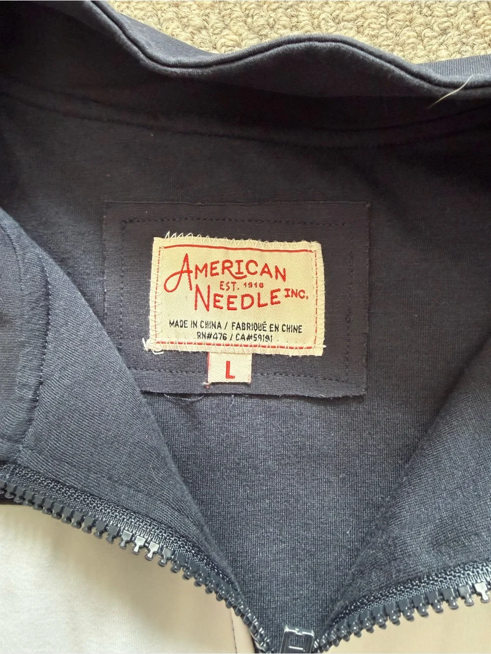 American Needle Blue and White Men’s Zip-Up Track Sweater